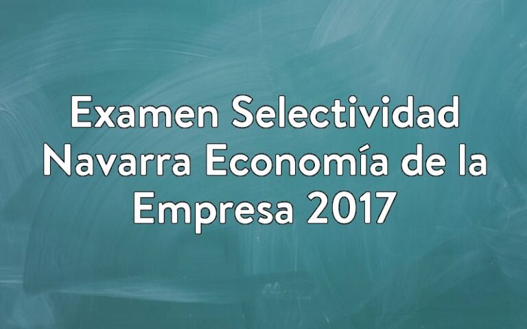 Examen Selectividad Navarra Economía de la Empresa 2017